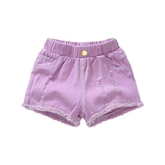 LYMAYTER Kids Girls Jeans Short for 3-12 T Summer Elastic Waist Denim Jogger Short Toddler Casual Hot Pants
