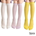 thumbnail image 1 of LYMAYTER Kids Girls Knee High Socks 3 Pairs Spring Summer Bowknot Mesh Calf Socks Toddler Solid Colours Thigh High Socks for 3-12 Years, 1 of 10