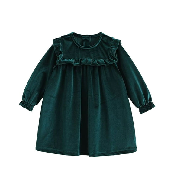 LYMAYTER Kids Girls Lace Dresses Toddler Long Sleeve Party Princess Dress Little Girls Spring Fall Velvet Sundress for 4-10 Years