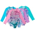 thumbnail image 1 of LYMAYTER Kids Girls One Piece Swimsuits Toddler Long Sleeve Rash Guard Zipper Front Bathing Suit Upf 50+ Kids Girls Rash Guard Long Sleeve One Piece Bathing for Surfing 4-12 Years, 1 of 11