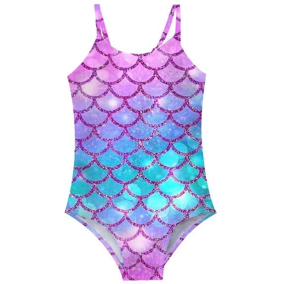 LYMAYTER Kids Girls One Piece Swimsuits Toddlers Beach Sling Swimwear Summer Halter Printed Bathing Suit for 5-12 Years