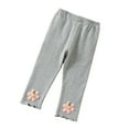 thumbnail image 1 of LYMAYTER Kids Girls Pants Toddler Cotton Flower Leggings Trousers Baby Spring Fall Casual Bottoms Pants for 1-5 Years, 1 of 10