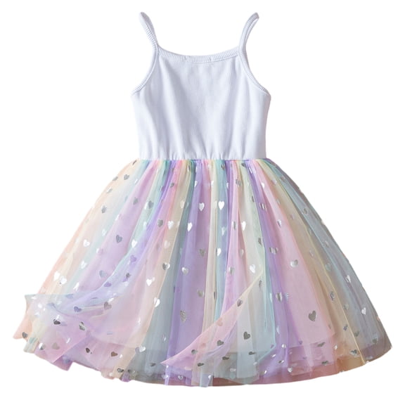 LYMAYTER Kids Girls Princess Dresses Baby Halter Multi-color Party Gown for 1-12T Toddler Beach Sundress Dress