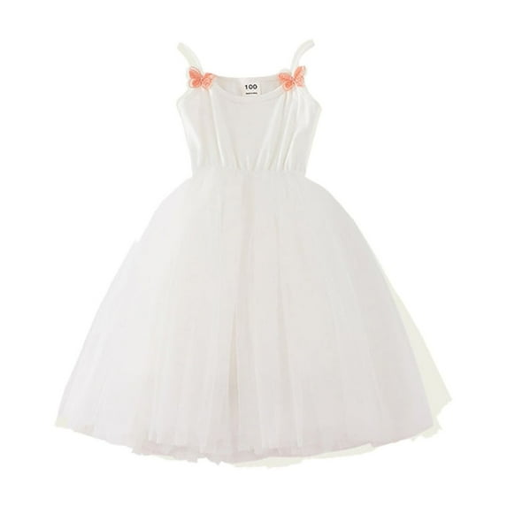 LYMAYTER Kids Girls Princess Dresses Toddler Cute Halter Peplum for 1-7 Years Baby Summer Mesh Yarn Sundress Dresses