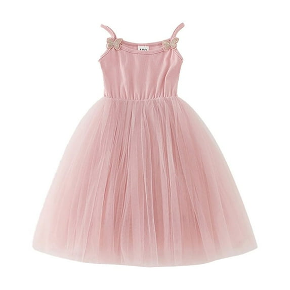 LYMAYTER Kids Girls Princess Dresses Toddler Cute Halter Peplum for 1-7 Years Baby Summer Mesh Yarn Sundress Dresses