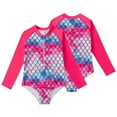 thumbnail image 1 of LYMAYTER Kids Girls Rash Guard Swimsuits Onesies Uv 50+ Surfing Bathing Suit Long Sleeve Swim Shirt Toddler Zipper Beach One Piece Swimwear Rashguard Swimsuit for 4-12T, 1 of 10