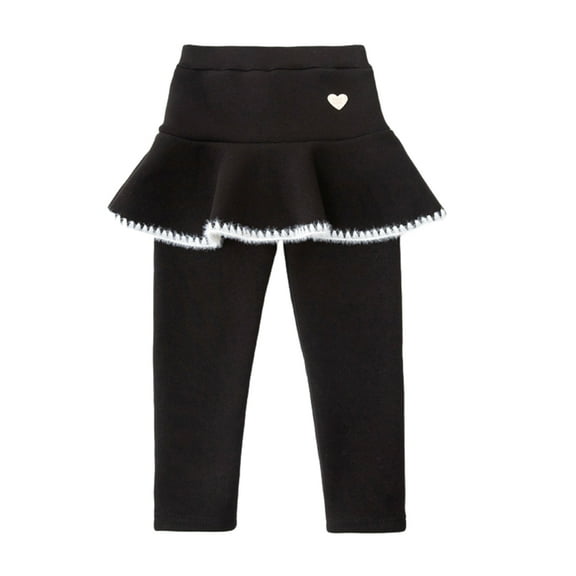 LYMAYTER Kids Girls Skirt Pants Baby Solid Color Fleece Trousers Toddler Winter Leggings Pants for 2-10 Years