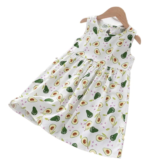 LYMAYTER Kids Girls Sleeveless Dresses Toddler Printed Tank Princess Dress for 2-8 Y Summer Beach Sundress