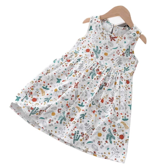 LYMAYTER Kids Girls Sleeveless Dresses Toddler Printed Tank Princess Dress for 2-8 Y Summer Beach Sundress