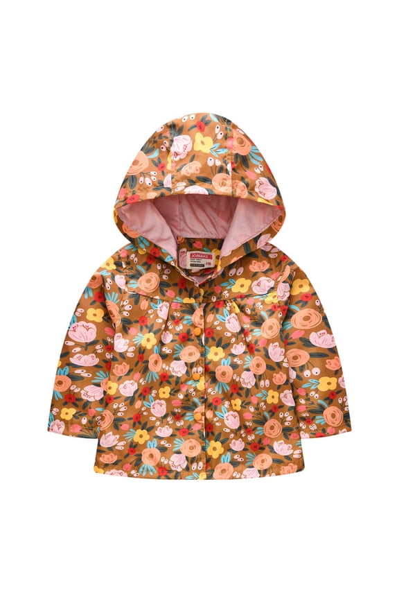 Kids Girls Spring Fall Jacket Toddler Printed Button Outerwear Infant Hooded Cardigan Jacket for 18 Months-6 Years