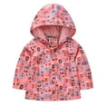 thumbnail image 1 of LYMAYTER Kids Girls Spring Fall Jacket Toddler Printed Button Outerwear Infant Hooded Cardigan Jacket for 18 Months-6 Years, 1 of 10