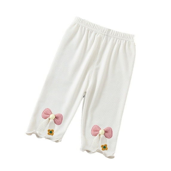 LYMAYTER Kids Girls Summer Pants Toddler Printed Leggings Trousers Baby Soft Casual Bottoms Pants