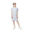 thumbnail image 1 of LYMAYTER Kids Girls Sundress Youth Short Sleeve Long T-Shirt Dress 4-12Y Toddler Casual Fashion Movement Ventilate Dresses, 1 of 8