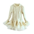 thumbnail image 1 of LYMAYTER Kids Girls Sweaters Dresses Toddler Long Sleeve Puffy Princess Dress Winter Warm Party Dress for 2-7 Years, 1 of 8