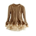 thumbnail image 1 of LYMAYTER Kids Girls Sweaters Dresses Toddler Long Sleeve Puffy Princess Dress Winter Warm Party Dress for 2-7 Years, 1 of 9