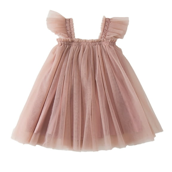 LYMAYTER Kids Girls Sweet Princess Dresses Toddler Halter Party Peplum Baby Summer Beach Sundress Dresses for 18 Months-6 Years