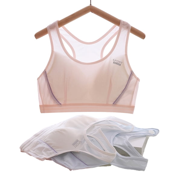 LYMAYTER Kids Girls Training Bras Wirefree Breathable Mesh Bras for 75-90B Everyday Wear Sports Bras
