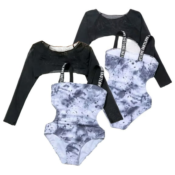 LYMAYTER Kids Girls Two Piece Swimsuit Long Sleeve Cover up Bikini Swimwear UPF 50+ Rash Guard Bathing Suits for 7-11 Years Old