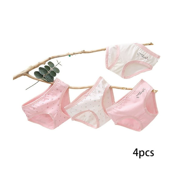 LYMAYTER Kids Girls Underwear Panties 4 Pack Toddler Printed Cotton Underpants Baby Soft Briefs Boxer for 3-12 Y