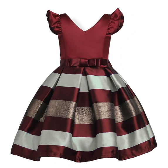 LYMAYTER Kids Girls V-Neck Dresses Baby Summer Solid Color Party Princess Dresses for 3-10 T Toddler Fashion Birthday Gown
