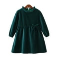 thumbnail image 1 of LYMAYTER Kids Girls Velvet Dresses Youth Ruffle Long Sleeve Princess Dress Toddler Spring Fall Solid Color Dress for 3-10 Y, 1 of 9