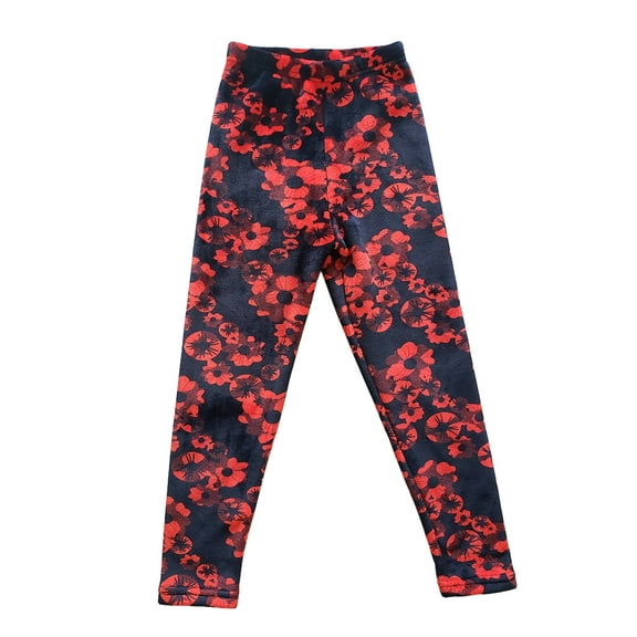 LYMAYTER Kids Girls Winter Pants Toddler Printed Casual Trousers Baby Elastic Waist Leggings Pants for 2-12 Years