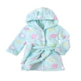 thumbnail image 1 of LYMAYTER ‌Kids Hooded Bathrobe Girls Flannel Dressing Gown Sleepwear Boys Spa Robe 1-7 Years, 1 of 6