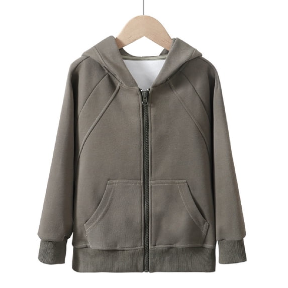 LYMAYTER Kids Hooded Jacket Boys Girls Long Sleeve Zipper Outerwear Toddler Spring Fall Cotton Cardigan Coat for 5-15 Years
