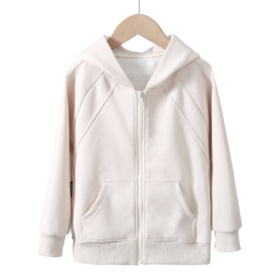 LYMAYTER Kids Hooded Jacket Boys Girls Long Sleeve Zipper Outerwear Toddler Spring Fall Cotton Cardigan Coat for 5-15 Years