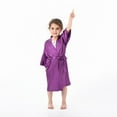 thumbnail image 1 of LYMAYTER Kids Infant Bathrobe Pajamas Girls Boys Solid Color Cardigan Sleepwear Toddler Silk Loungewear Dress for 12 Months - 8 Years, 1 of 5