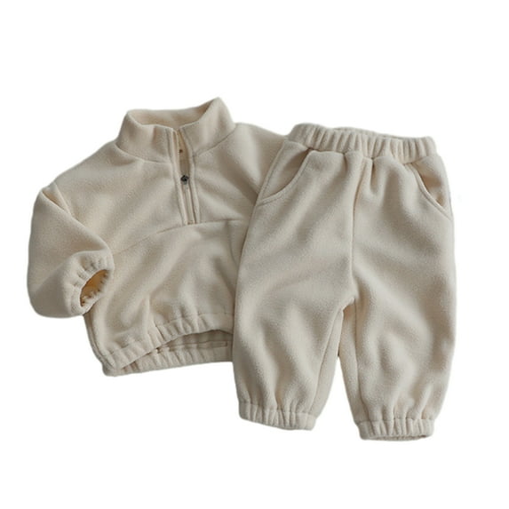 LYMAYTER Kids Infant Sweatshirt Outfit Boys Girls Fleece Sweatsuit + Pants 1 Set for 6 Months-24 Months