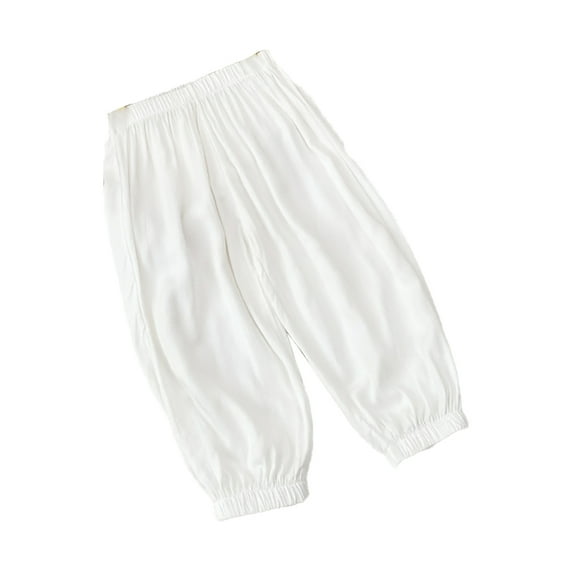 LYMAYTER Kids Mosquito Pants for Boys Girls,Baby Solid Color Long Pants Elastic Basic Bloomers Casual Sweat Pants for 1-14T