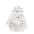 thumbnail image 1 of LYMAYTER Kids Robe Hooded Bathrobe Toddlers Soft Coral Fleece Pajamas Boys Girls Cozy Dressing Gown 3M-6Y, 1 of 7