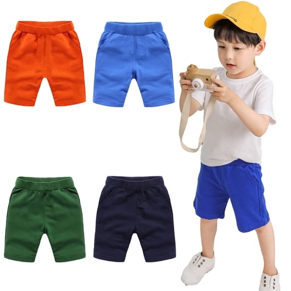 LYMAYTER Kids Toddler Boys Casual Shorts Baby Infant Soild Color Summer Shorts Elastic Waist Sports Shorts Pants with Pockets for 9M-10T