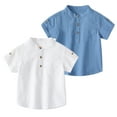 thumbnail image 1 of LYMAYTER Kids Toddler Boys Casual T-Shirt Baby Solid Color Short Sleeve Tops for 1-6 Years Summer Cotton Lapel Tees Shirts, 1 of 8