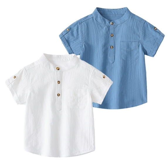 LYMAYTER Kids Toddler Boys Casual T-Shirt Baby Solid Color Short Sleeve Tops for 1-6 Years Summer Cotton Lapel Tees Shirts