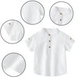 thumbnail image 1 of LYMAYTER Kids Toddler Boys Casual T-Shirt Baby Solid Color Short Sleeve Tops for 1-6 Years Summer Cotton Lapel Tees Shirts, 1 of 9