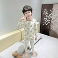 thumbnail image 1 of LYMAYTER Kids Toddler Boys Crewneck Pajamas Outfit 2PCS Baby Spring Fall Cotton Soft Long Sleeve Sleepwear Loungewear Set for 1-12 Years, 1 of 6