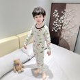 thumbnail image 1 of LYMAYTER Kids Toddler Boys Crewneck Pajamas Outfit 2PCS Baby Spring Fall Cotton Soft Long Sleeve Sleepwear Loungewear Set for 1-12 Years, 1 of 6