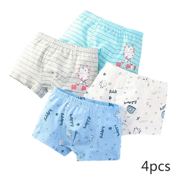LYMAYTER Kids Toddler Boys Panties Underwear for 2-12 T Cotton Breathable Boxer Briefs Little Boys Four Seasons Printing Four Corners Shorts 4 PCS