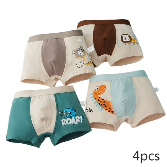 LYMAYTER Kids Toddler Boys Panties Underwear for 2-12 T Cotton Breathable Boxer Briefs Little Boys Four Seasons Printing Four Corners Shorts 4 PCS