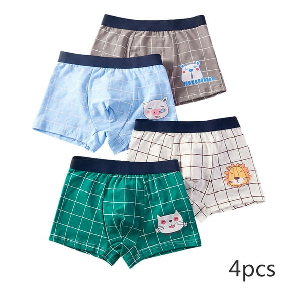 LYMAYTER Kids Toddler Boys Underwear Panties 4 PCS Youth Solid Soft Cotton Boxer Briefs for 2-16 Years Four Seasons Stretch Four Corners Shorts