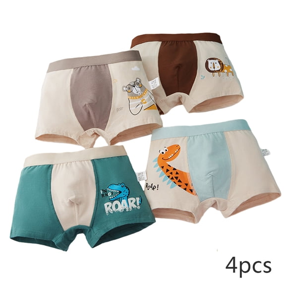 LYMAYTER Kids Toddler Boys Underwear Panties 4 PCS Youth Solid Soft Cotton Boxer Briefs for 2-16 Years Four Seasons Stretch Four Corners Shorts