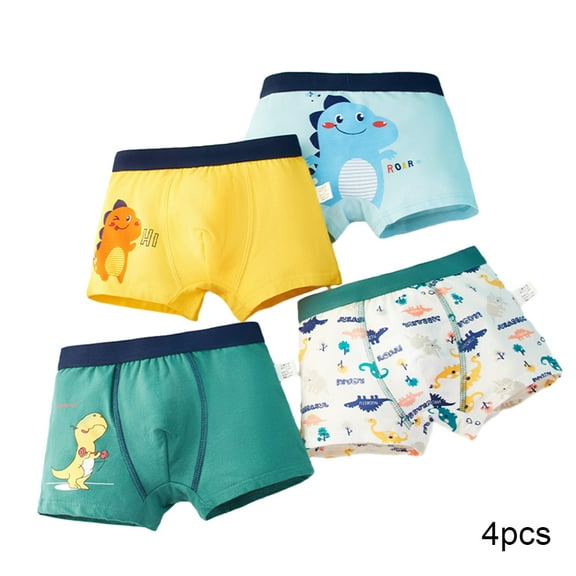 LYMAYTER Kids Toddler Boys Underwear Panties 4 Pack Cotton Breathable Four Corners Shorts for Little Boys Stretch Printed Four Seasons Boxer Briefs 2-12 T