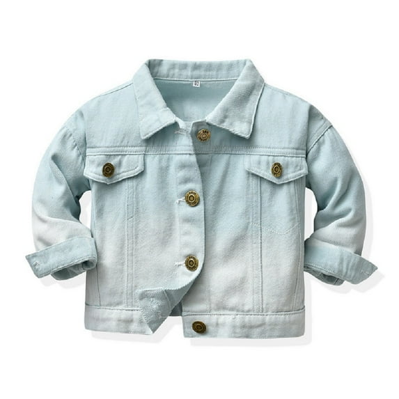 LYMAYTER Kids Toddler Girls Denim Jacket Boys Long Sleeve Jeans Jacket for 13m-10 Years Baby Gradient Colour Casual Cowboy Outwear