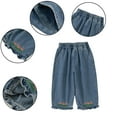 thumbnail image 1 of LYMAYTER Kids Toddler Girls Jeans Baby Embroidered Lace Elastic Waist Trousers Spring Summ Denim Pants for 12 M - 8 Years, 1 of 9