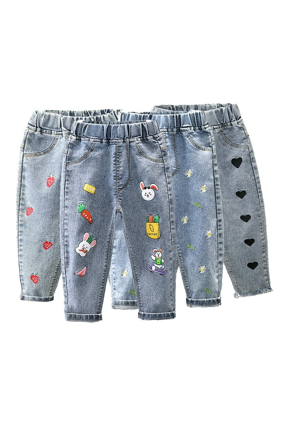 Kids Toddler Girls Jeans Baby Loose Denim Pants Fashion Denim Pants Trousers for 1-5 Years