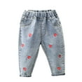 thumbnail image 1 of LYMAYTER Kids Toddler Girls Jeans Baby Loose Denim Pants Fashion Denim Pants Trousers for 1-5 Years, 1 of 9