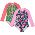 thumbnail image 1 of LYMAYTER Kids Toddler Girls One Piece Swimsuits Baby Long Sleeve Rash Guard Zipper Front Bathing Suit UPF 50+ Sun Protection Swimwear 4-12T, 1 of 11