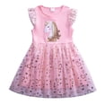 thumbnail image 1 of LYMAYTER Kids Toddler Girls Ruffle Princess Dresses Summer Casual Tulle Skirt 3-8T, 1 of 9